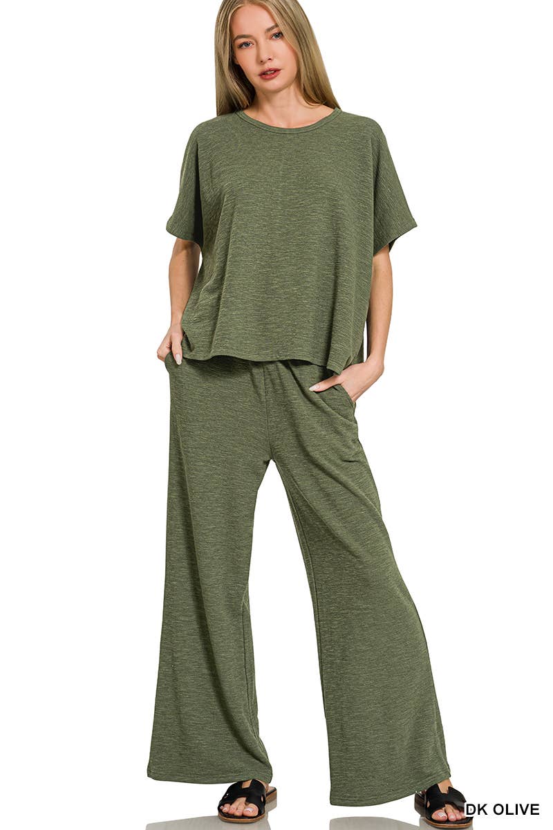Cotton Slub Top And Pants Set