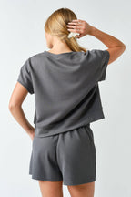 Luxe Sand Wash Rib Classic Tee Set