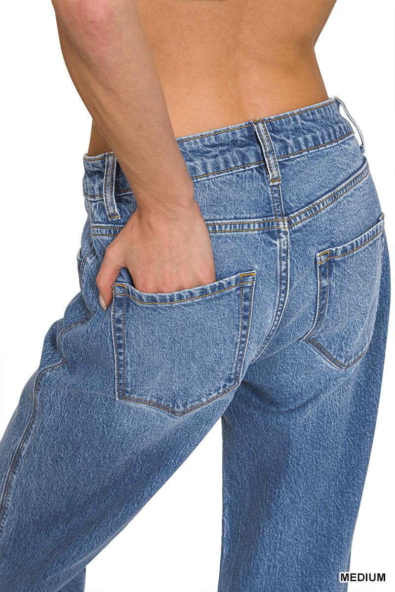 High Rise Cuffed Wide Leg Jeans