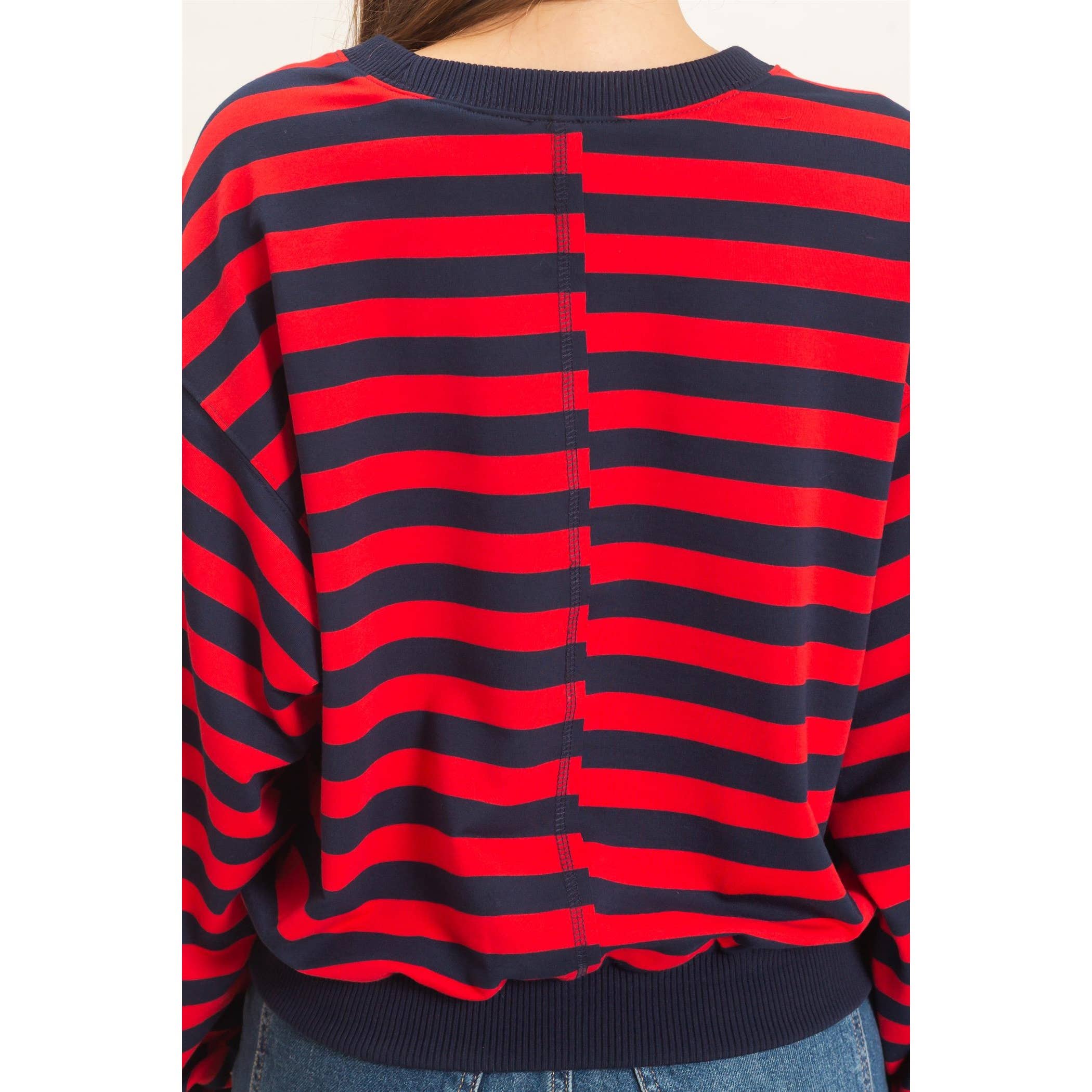 Striped Crew Neck Sweatshirt