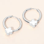 Gold Dipped Quatrefoil Accent Huggie Hoop Earrings