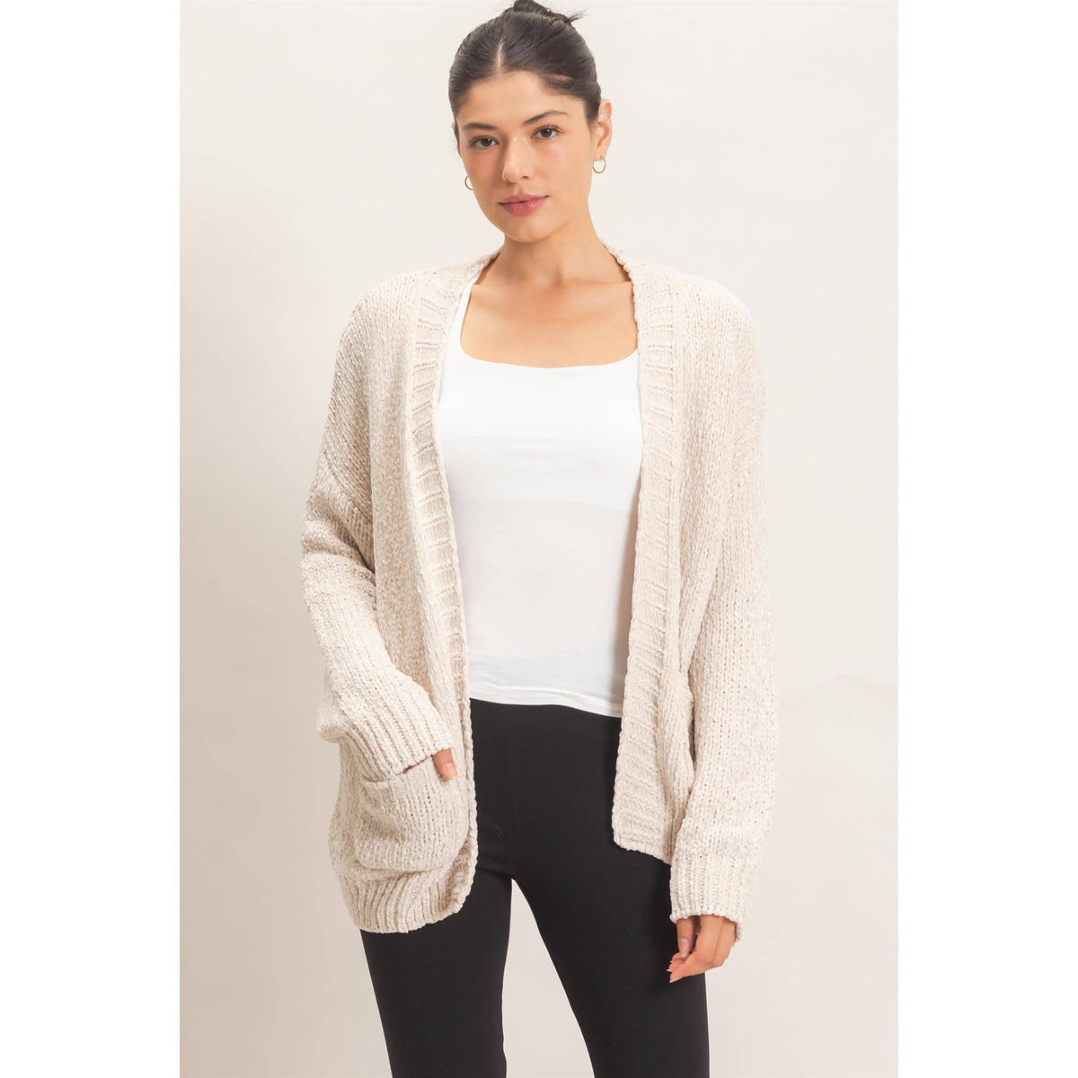 Patch Pocket Chenille Cardigan