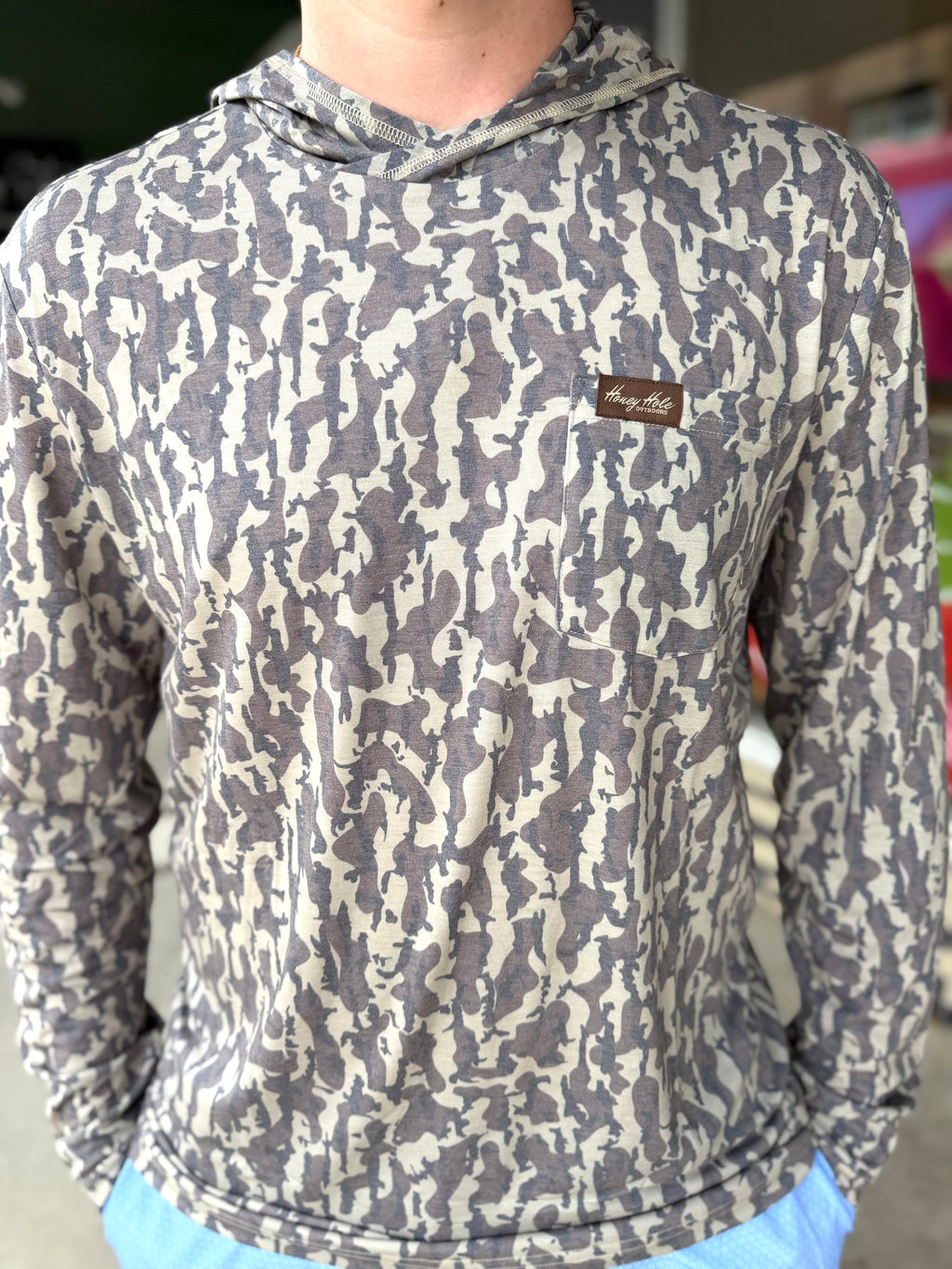 Honey Hole Performance Hoodie - Dark DBC Camo