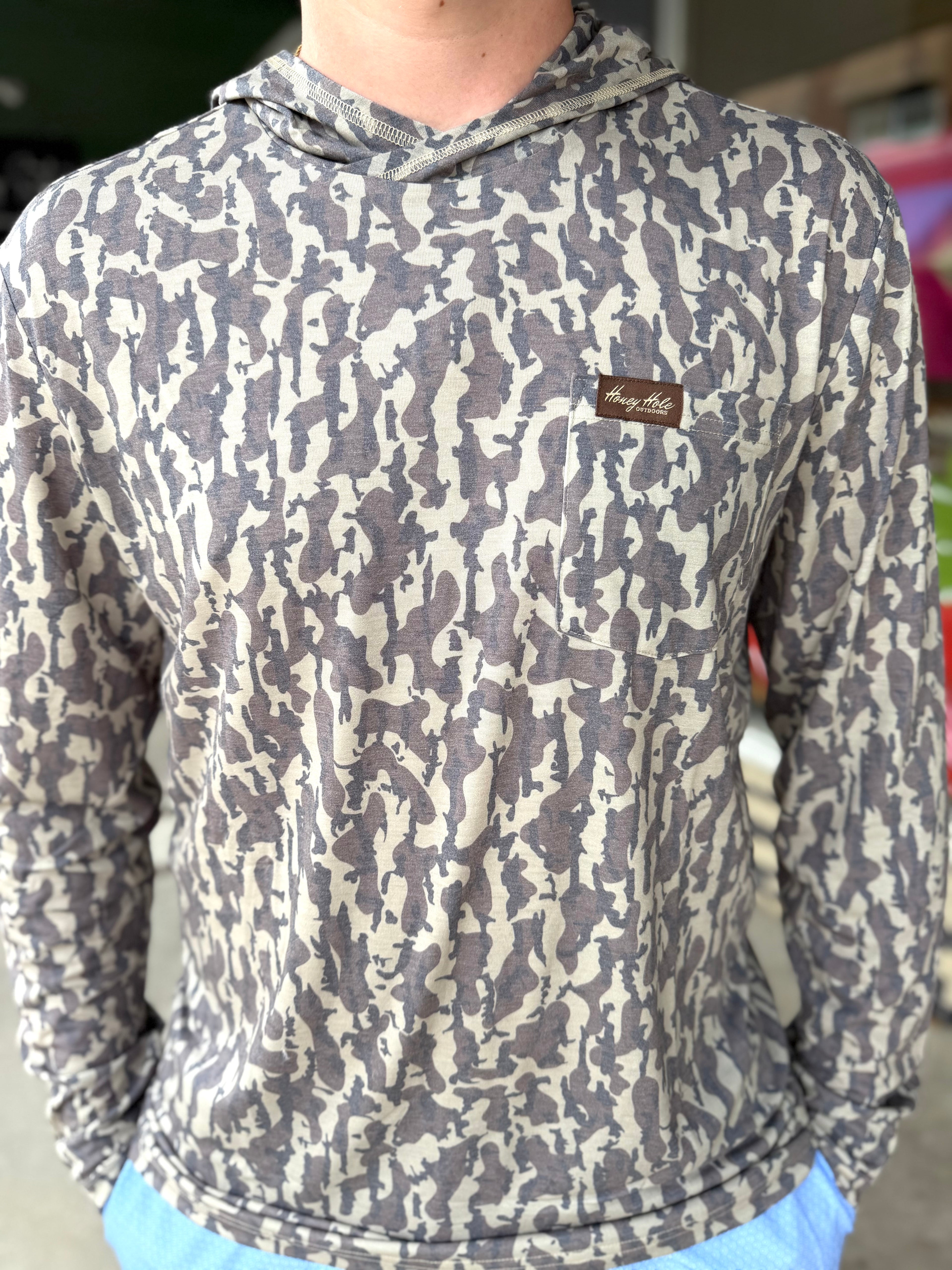 Honey Hole Performance Hoodie - Dark DBC Camo