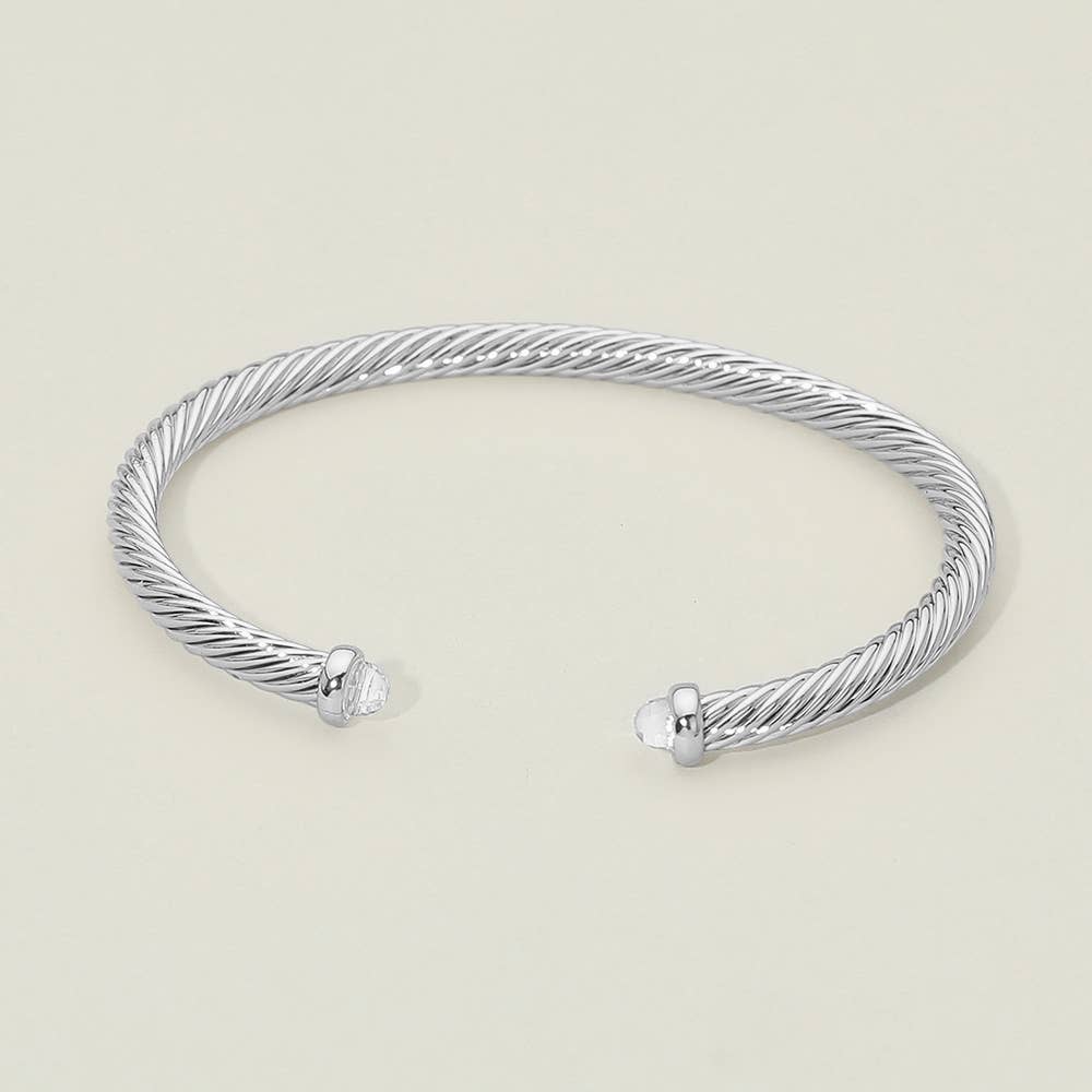 Pearl Tip Twisted Cable Cuff Bracelet