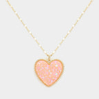 Druzy Heart Pendant Necklace