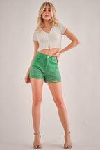 IP2742 Rhinestone Embellished Stretch Denim Shorts