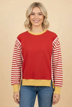 HT20057 Contrast Stripe Sleeve Pullover