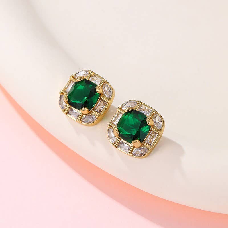 Cushion-Cut Jewel Stud Earrings | 40E521