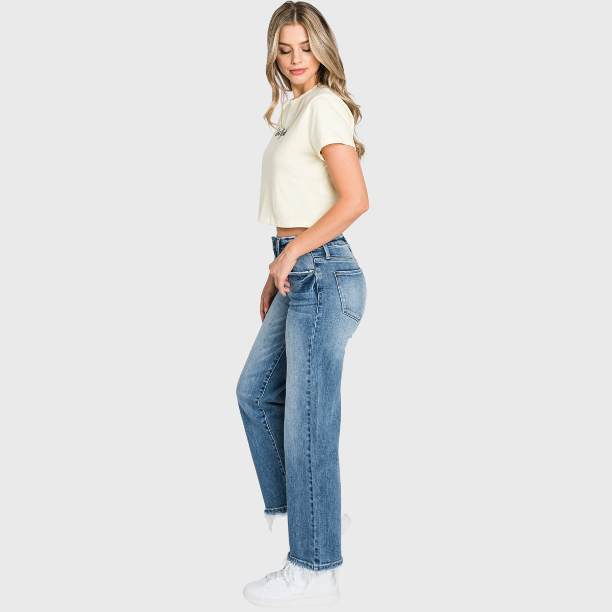P489WF-MD SUPER HIGH RISE STRETCH SLIM STRAIGHT JEANS