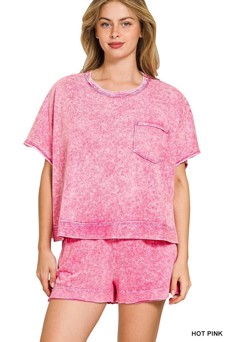 Halo Snow Washed Boxy Top N Shorts Set
