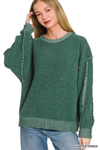 Exposed Seam Drop Shoulder Oversized Sweater