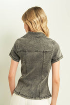 11333-DENIM SHORT SLEEVE COLLAR SHIRTS