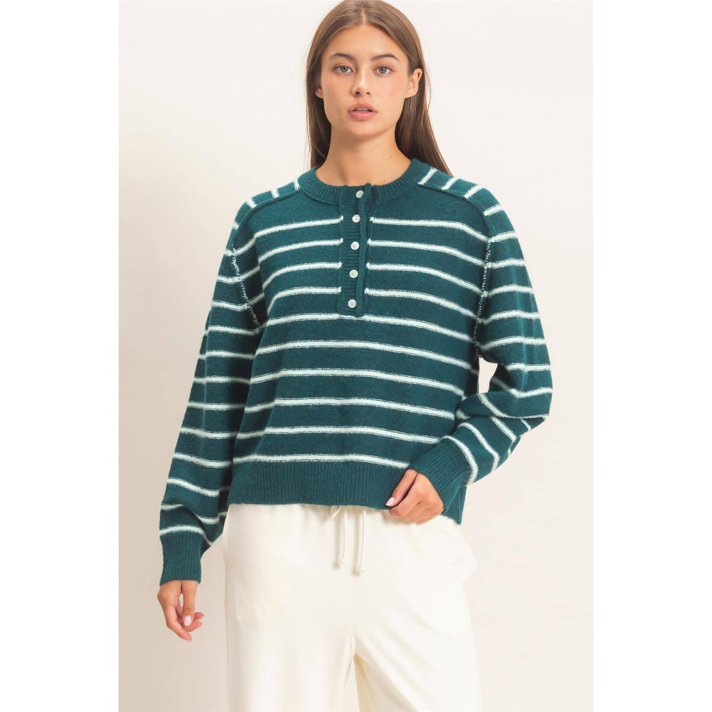 Stripe Henley Sweater