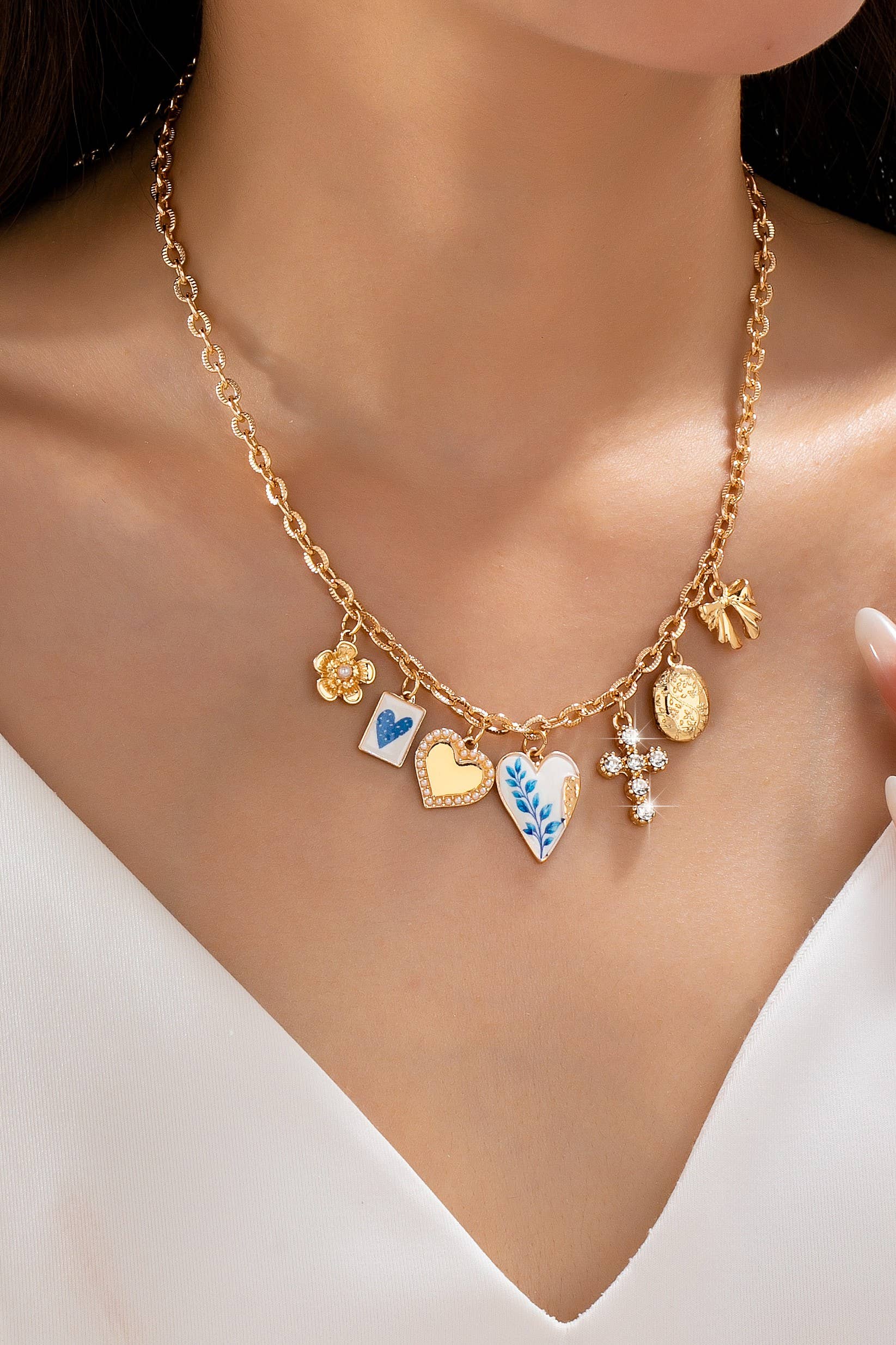 Vintage Coquette Multi-Charm Link Necklace | 80N93423