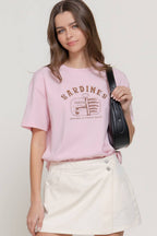 Short Sleeve Crew Neck Embroidery Crew Neck Top