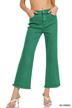 Acid Wash High Waist Frayed Hem Bootcut Pants