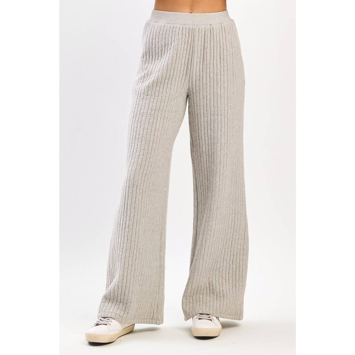 QUILTED CREW NECK SWEATSHIRT AND PANTS SET