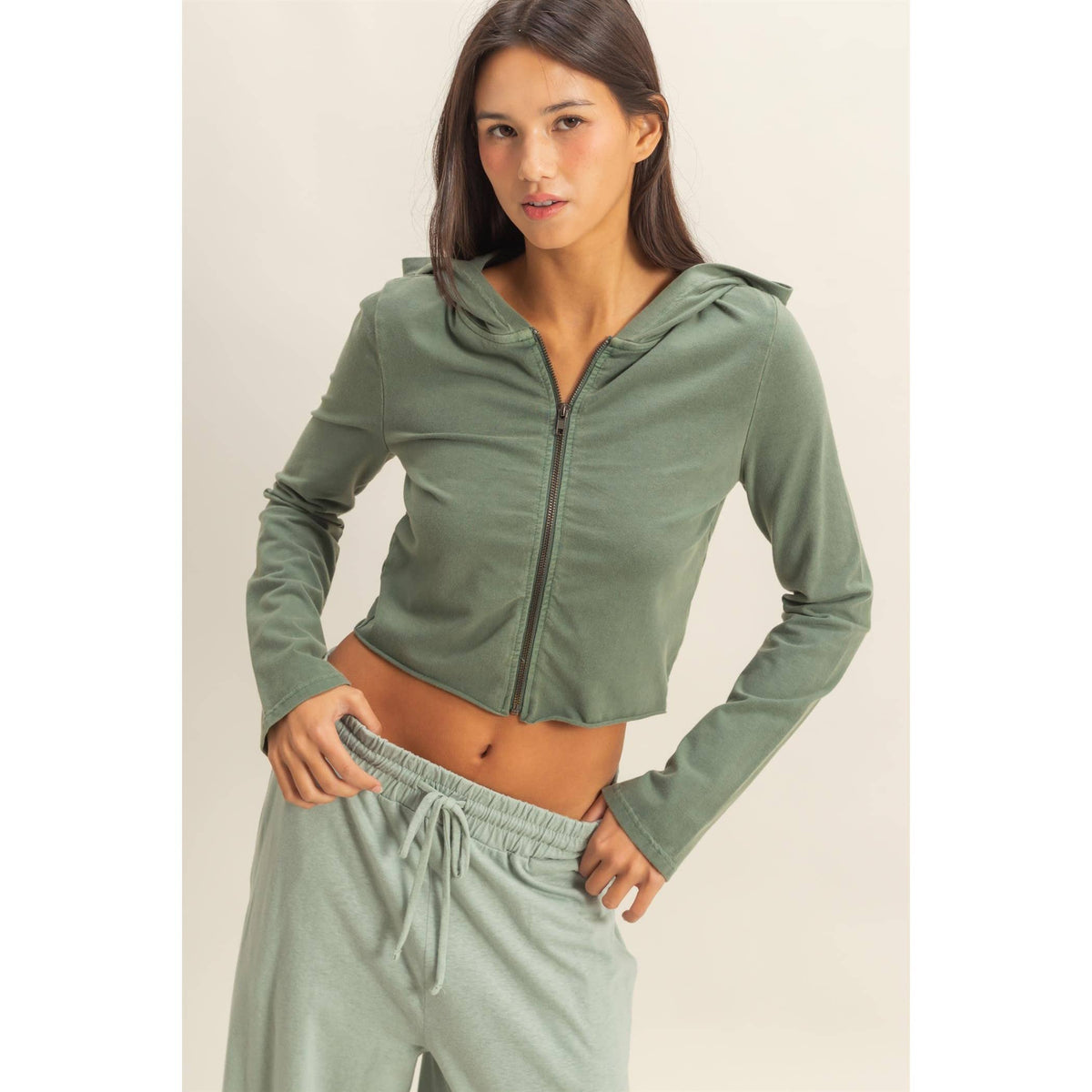 Zip Up Cropped Hoodie