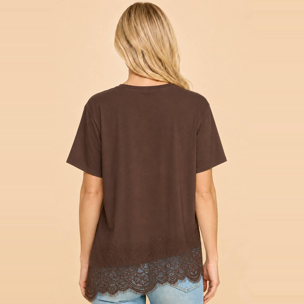 Asymmetrical Lace Trim Top B