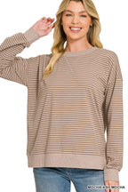 Striped Rib Banded Pullover