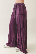 Mineral Washed Tiered Wide Leg Pants HP5033P1