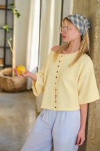 Wide Sleeve Button Front Knit Cardigan