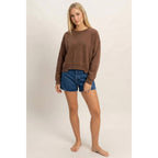 Acid Wash Seam Detail Crew Neck Sweatshirt