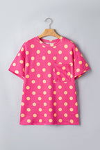 PRETTY BASH Polka Dot Patch Pocket Drop Shoulder Top