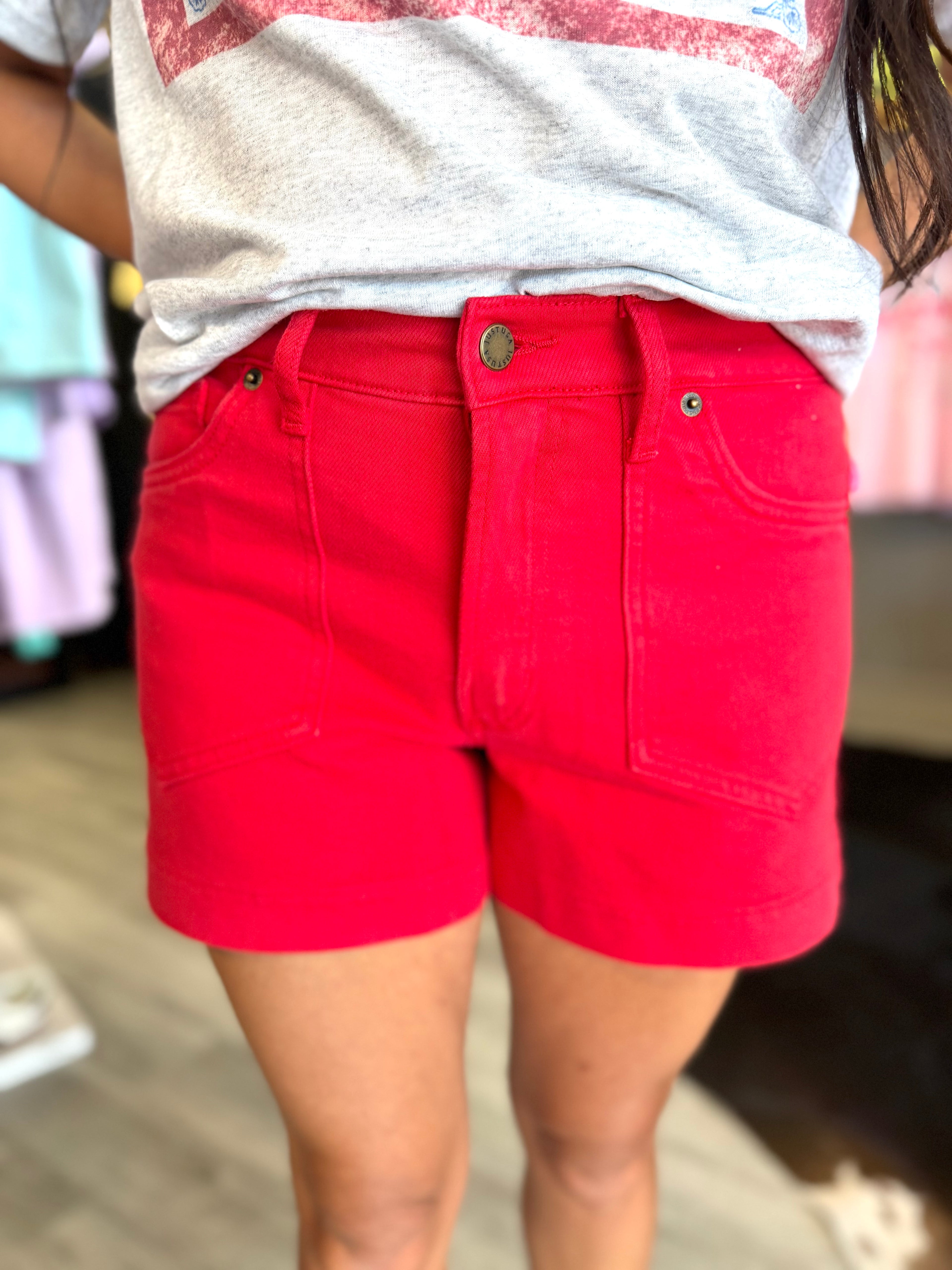 Red Western Pocket Short