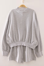 NT12725SET-Lace Trim Sweatshirt & Shorts Lounge Set