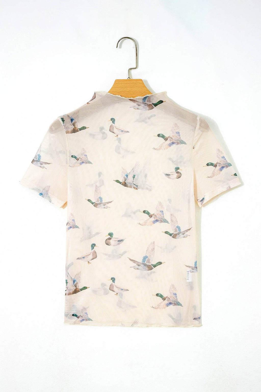 PRETTY BASH Sheer Mallard Mesh Short Sleeve Top