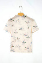 PRETTY BASH Sheer Mallard Mesh Short Sleeve Top