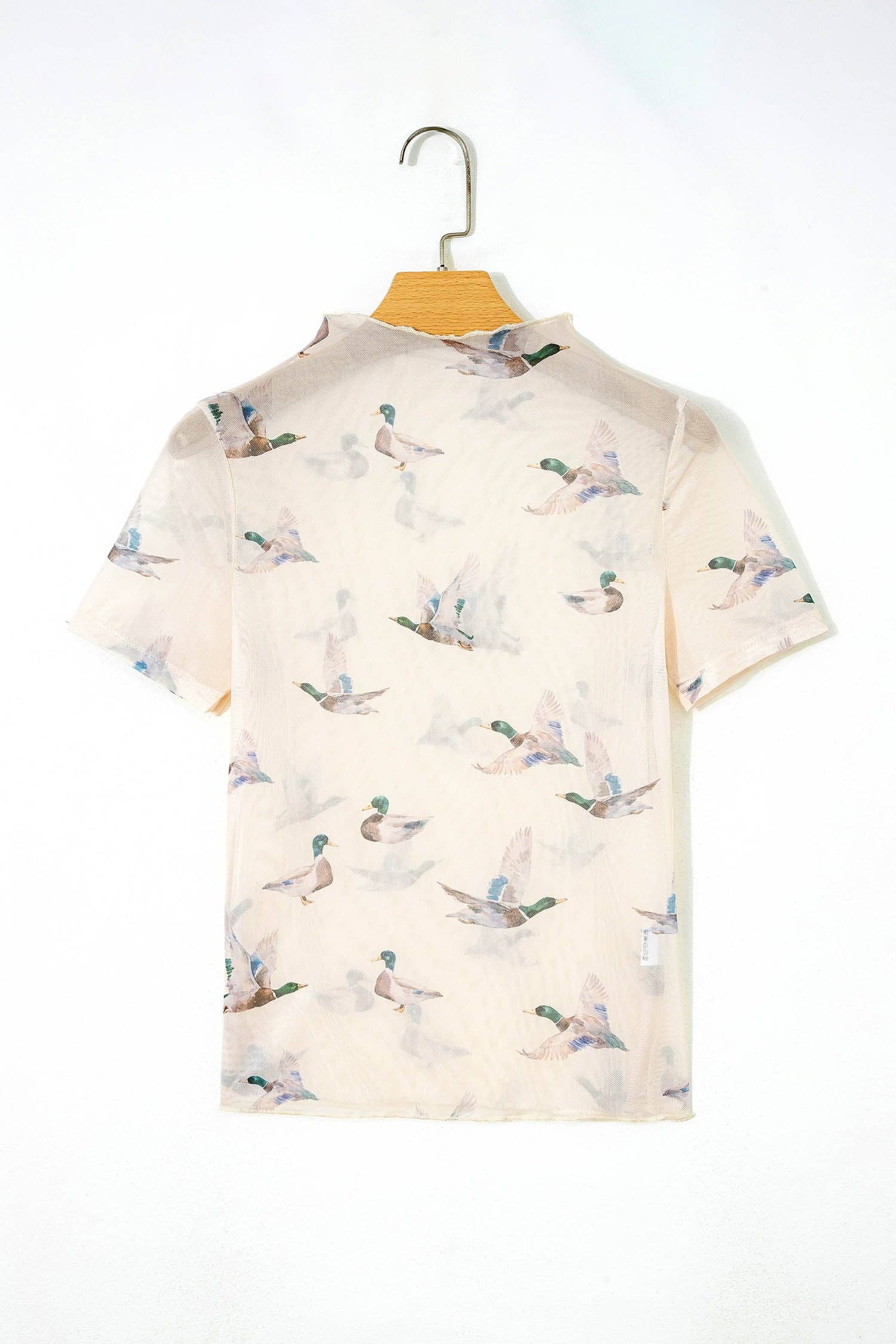 PRETTY BASH Sheer Mallard Mesh Short Sleeve Top