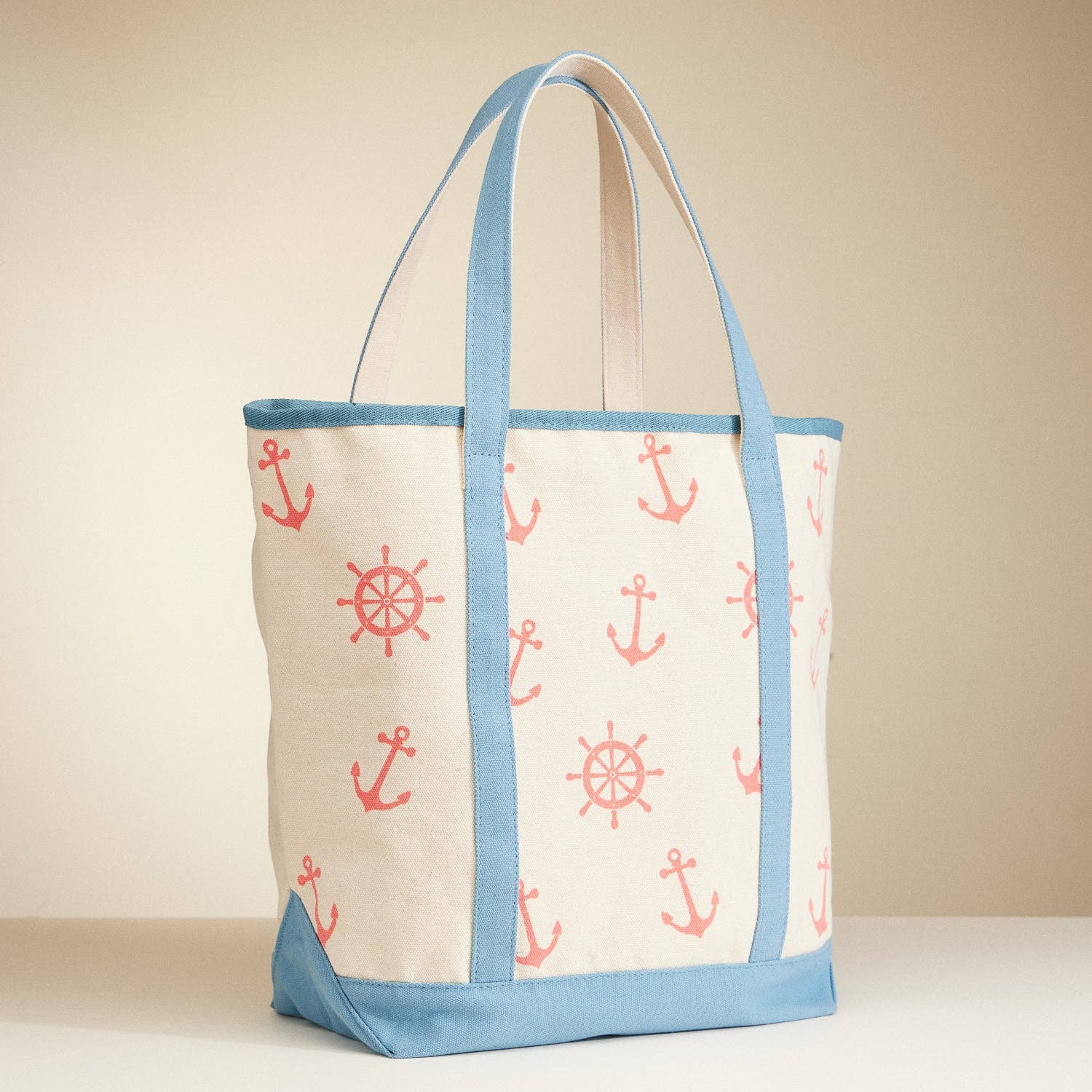 Large Nautical Print Canvas Tote | Beach Carry Bag