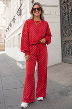 Polka Dot Print High Waist Pants Set | S-XL Plus 1X-4X