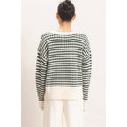 Mixed Pattern Long Sleeve Sweater