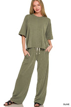 Raised Rib Short Sleeve Tee And Pants Set