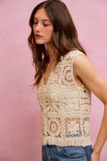 Summer Crochet Patterned Sleeveless Vest Top