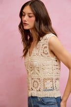 Summer Crochet Patterned Sleeveless Vest Top