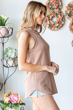 ET7276-11 SLEEVELESS SOLID URBAN RIBBED TOP