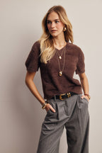 Fuzzy V-Neck Knit Top FSW0105