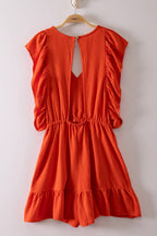 NP71067-Back Cutout Detail Ruffled Sleeve Romper
