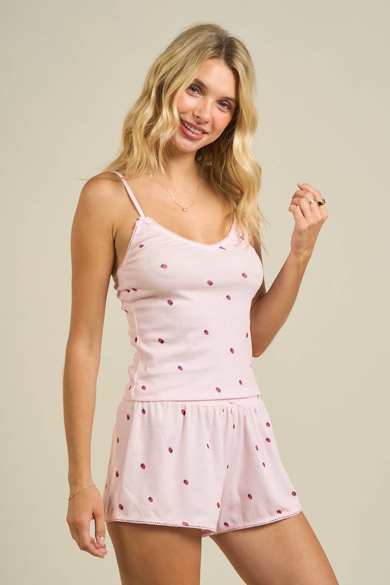 7494SET Strawberry Cami & Shorts Pajama Set