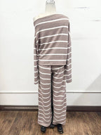 Striped One-Shoulder Lounge Set