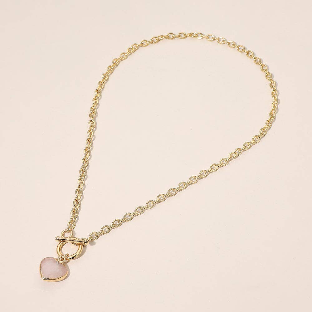 Heart Charm Pendant Toggle Necklace