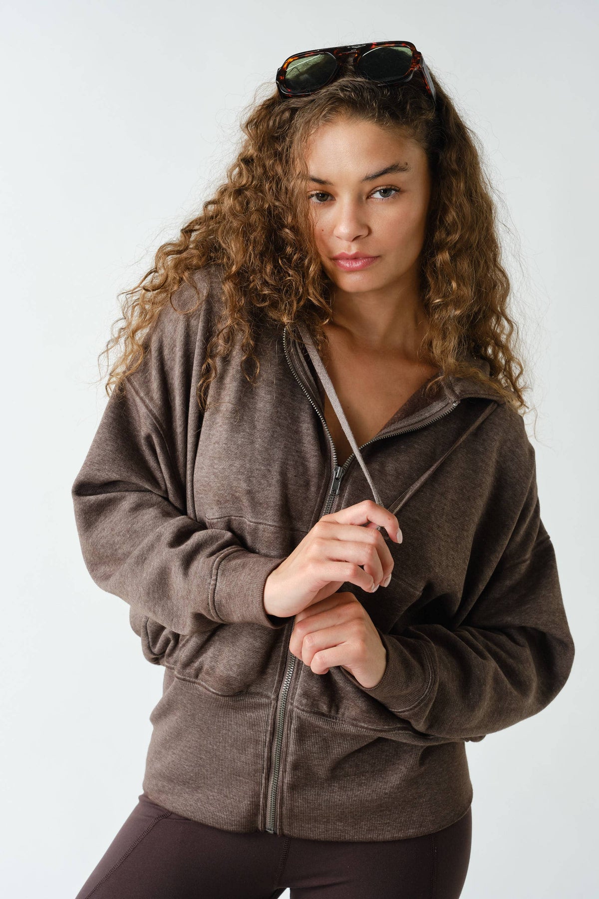 Fleece Hoodie Jacket with Tapered Sleeves