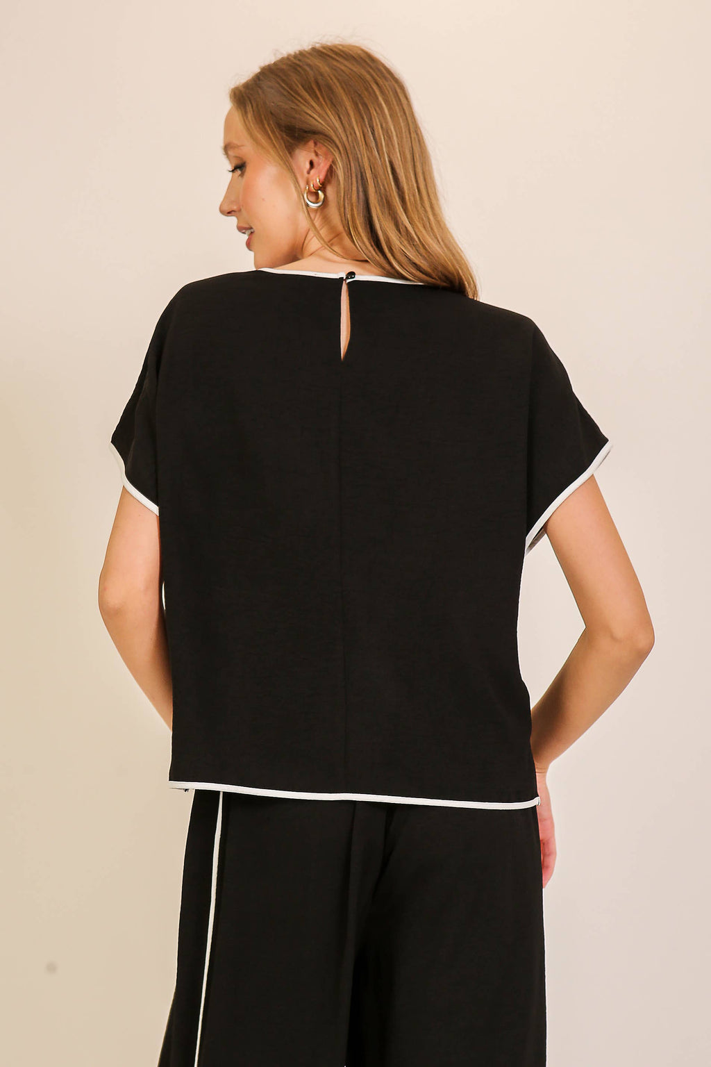 Contrast Trim Two-Piece Lounge Set