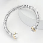 Stone Tip Twisted Rope Cuff Bracelet