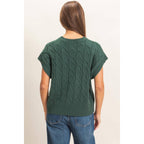 Cable Knit Cap Sleeve Sweater